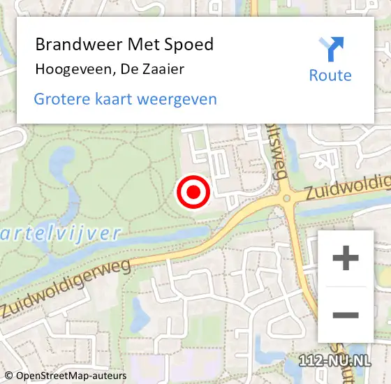 Locatie op kaart van de 112 melding: Brandweer Met Spoed Naar Hoogeveen, De Zaaier op 24 maart 2024 12:02