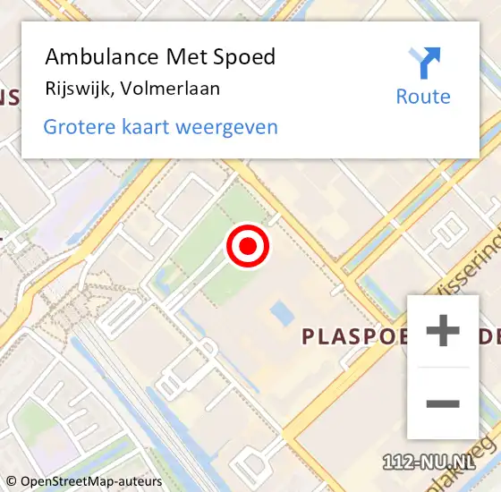 Locatie op kaart van de 112 melding: Ambulance Met Spoed Naar Rijswijk, Volmerlaan op 24 maart 2024 12:15