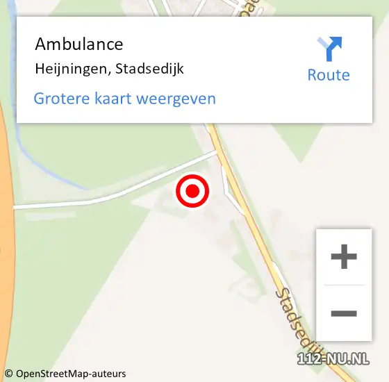 Locatie op kaart van de 112 melding: Ambulance Heijningen, Stadsedijk op 16 oktober 2013 08:12