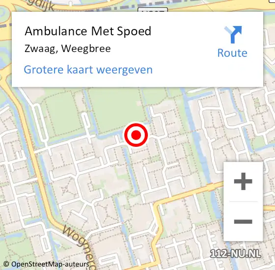 Locatie op kaart van de 112 melding: Ambulance Met Spoed Naar Zwaag, Weegbree op 24 maart 2024 12:41