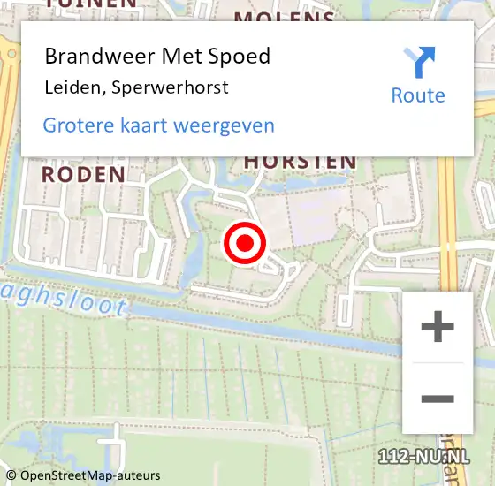 Locatie op kaart van de 112 melding: Brandweer Met Spoed Naar Leiden, Sperwerhorst op 24 maart 2024 12:59