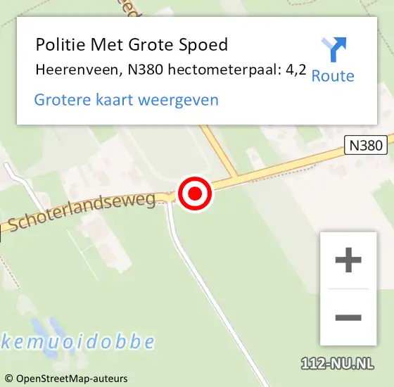 Locatie op kaart van de 112 melding: Politie Met Grote Spoed Naar Heerenveen, N380 hectometerpaal: 4,2 op 24 maart 2024 13:09