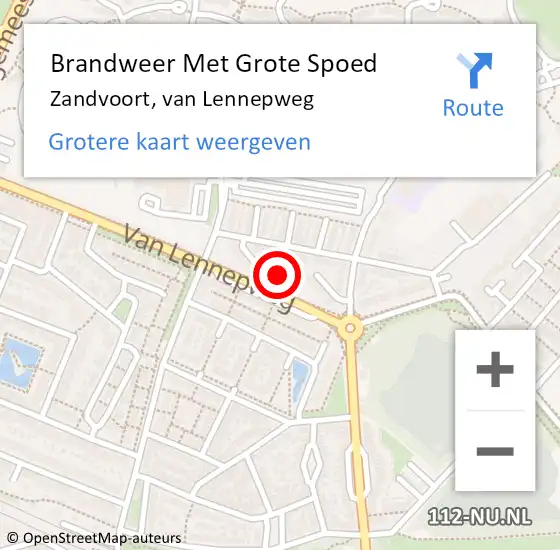 Locatie op kaart van de 112 melding: Brandweer Met Grote Spoed Naar Zandvoort, van Lennepweg op 24 maart 2024 13:11