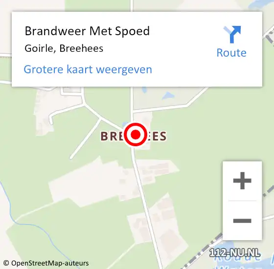 Locatie op kaart van de 112 melding: Brandweer Met Spoed Naar Goirle, Breehees op 24 maart 2024 13:29