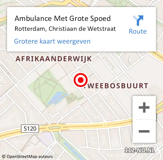 Locatie op kaart van de 112 melding: Ambulance Met Grote Spoed Naar Rotterdam, Christiaan de Wetstraat op 24 maart 2024 14:13