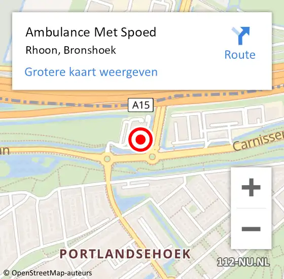 Locatie op kaart van de 112 melding: Ambulance Met Spoed Naar Rhoon, Bronshoek op 24 maart 2024 14:14