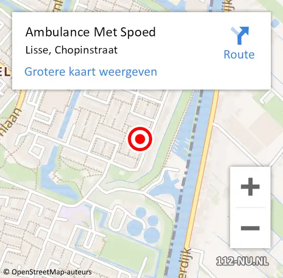 Locatie op kaart van de 112 melding: Ambulance Met Spoed Naar Lisse, Chopinstraat op 24 maart 2024 14:18