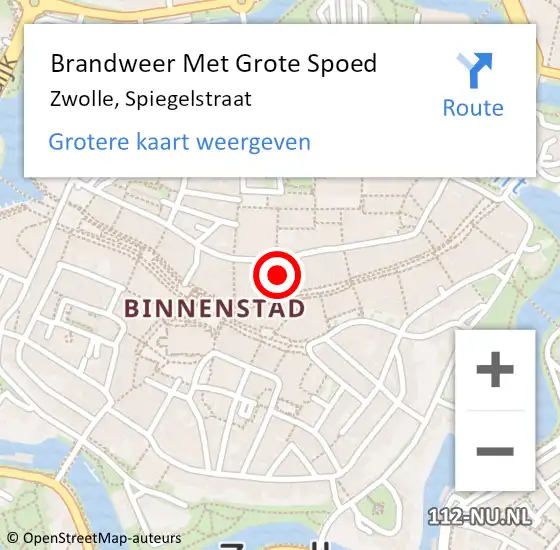 Locatie op kaart van de 112 melding: Brandweer Met Grote Spoed Naar Zwolle, Spiegelstraat op 24 maart 2024 14:45