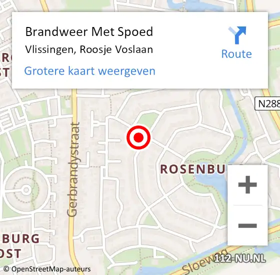 Locatie op kaart van de 112 melding: Brandweer Met Spoed Naar Vlissingen, Roosje Voslaan op 24 maart 2024 15:00