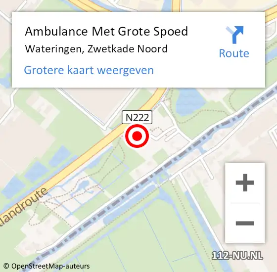 Locatie op kaart van de 112 melding: Ambulance Met Grote Spoed Naar Wateringen, Zwetkade Noord op 24 maart 2024 15:01