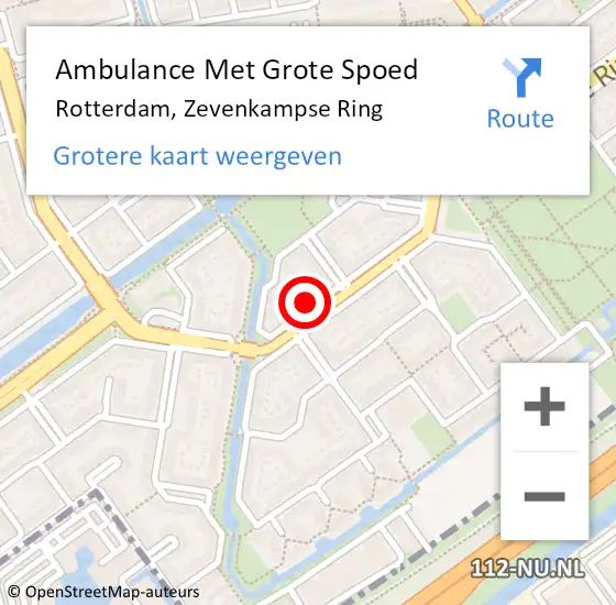 Locatie op kaart van de 112 melding: Ambulance Met Grote Spoed Naar Rotterdam, Zevenkampse Ring op 24 maart 2024 15:12