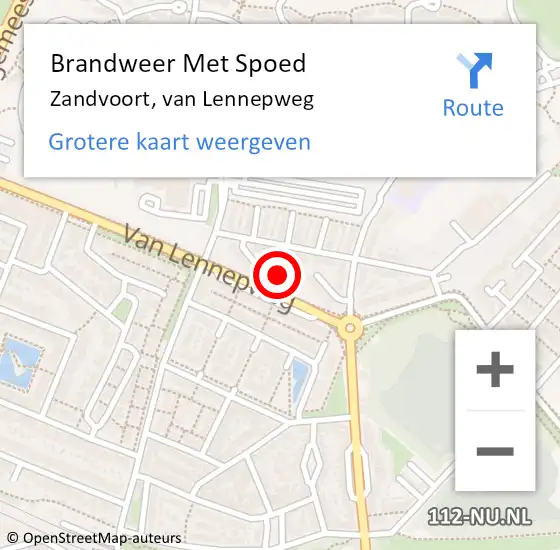 Locatie op kaart van de 112 melding: Brandweer Met Spoed Naar Zandvoort, van Lennepweg op 24 maart 2024 15:37
