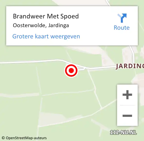 Locatie op kaart van de 112 melding: Brandweer Met Spoed Naar Oosterwolde, Jardinga op 24 maart 2024 15:41