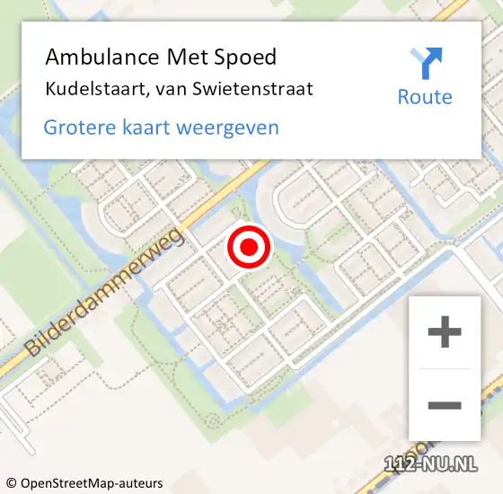 Locatie op kaart van de 112 melding: Ambulance Met Spoed Naar Kudelstaart, van Swietenstraat op 24 maart 2024 16:12