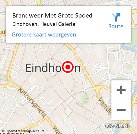 Locatie op kaart van de 112 melding: Brandweer Met Grote Spoed Naar Eindhoven, Heuvel Galerie op 24 maart 2024 16:14