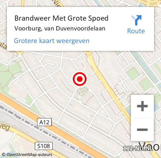 Locatie op kaart van de 112 melding: Brandweer Met Grote Spoed Naar Voorburg, van Duvenvoordelaan op 24 maart 2024 16:49