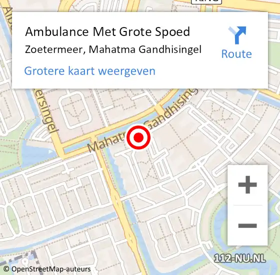 Locatie op kaart van de 112 melding: Ambulance Met Grote Spoed Naar Zoetermeer, Mahatma Gandhisingel op 24 maart 2024 17:02