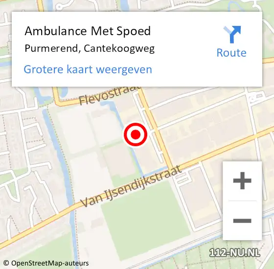 Locatie op kaart van de 112 melding: Ambulance Met Spoed Naar Purmerend, Cantekoogweg op 24 maart 2024 17:06