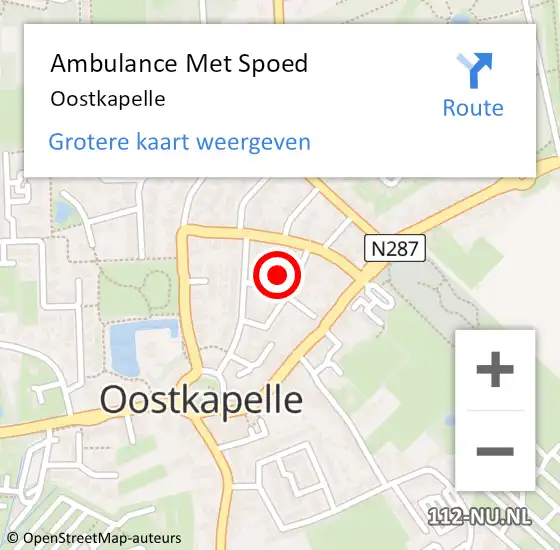 Locatie op kaart van de 112 melding: Ambulance Met Spoed Naar Oostkapelle op 24 maart 2024 17:32