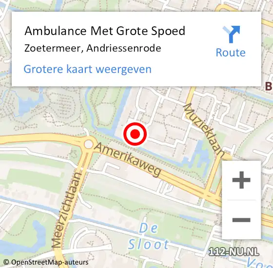 Locatie op kaart van de 112 melding: Ambulance Met Grote Spoed Naar Zoetermeer, Andriessenrode op 24 maart 2024 17:39