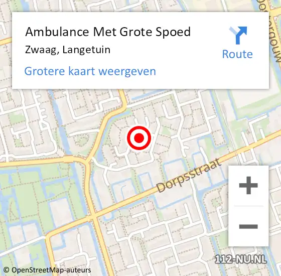 Locatie op kaart van de 112 melding: Ambulance Met Grote Spoed Naar Zwaag, Langetuin op 24 maart 2024 18:10