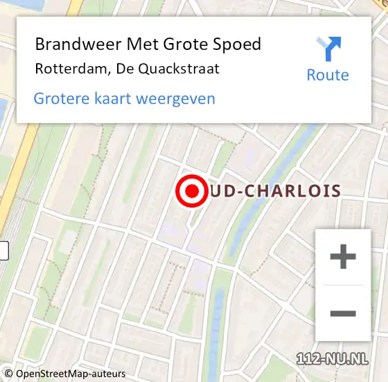 Locatie op kaart van de 112 melding: Brandweer Met Grote Spoed Naar Rotterdam, De Quackstraat op 24 maart 2024 18:24