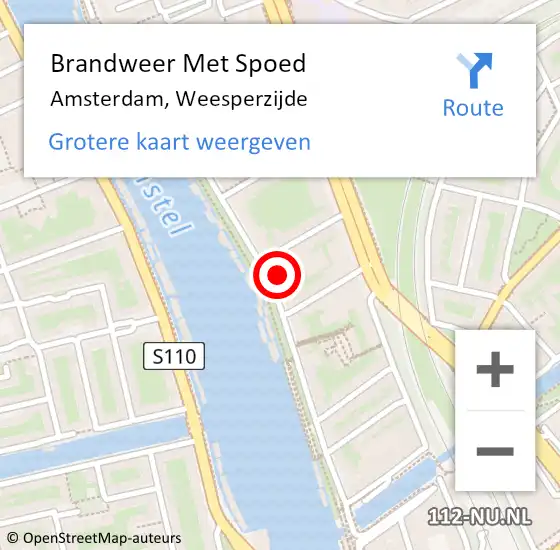 Locatie op kaart van de 112 melding: Brandweer Met Spoed Naar Amsterdam, Weesperzijde op 24 maart 2024 18:34