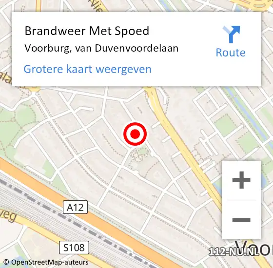 Locatie op kaart van de 112 melding: Brandweer Met Spoed Naar Voorburg, van Duvenvoordelaan op 24 maart 2024 18:36