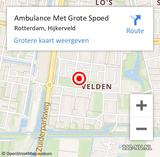 Locatie op kaart van de 112 melding: Ambulance Met Grote Spoed Naar Rotterdam, Hijkerveld op 24 maart 2024 18:53