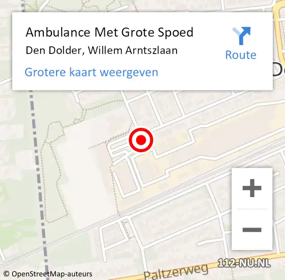 Locatie op kaart van de 112 melding: Ambulance Met Grote Spoed Naar Den Dolder, Willem Arntszlaan op 30 september 2014 08:13