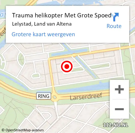 Locatie op kaart van de 112 melding: Trauma helikopter Met Grote Spoed Naar Lelystad, Land van Altena op 24 maart 2024 19:34