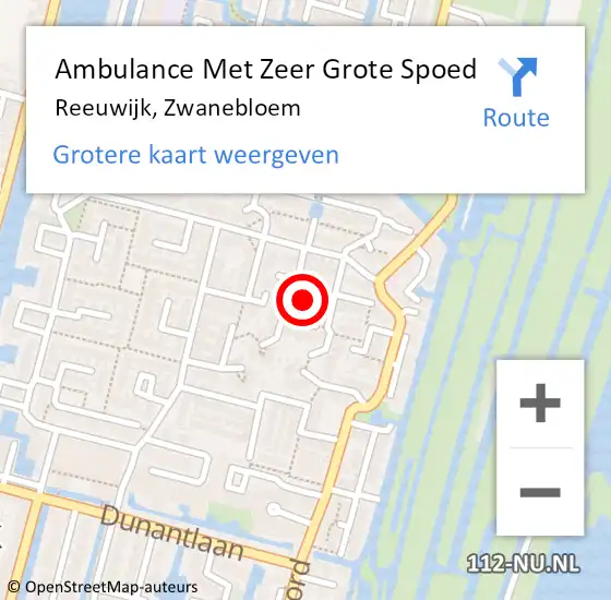 Locatie op kaart van de 112 melding: Ambulance Met Zeer Grote Spoed Naar Reeuwijk, Zwanebloem op 24 maart 2024 19:36