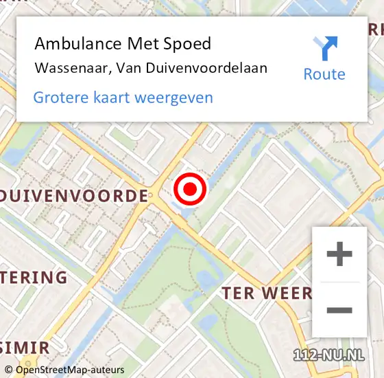 Locatie op kaart van de 112 melding: Ambulance Met Spoed Naar Wassenaar, Van Duivenvoordelaan op 24 maart 2024 19:54