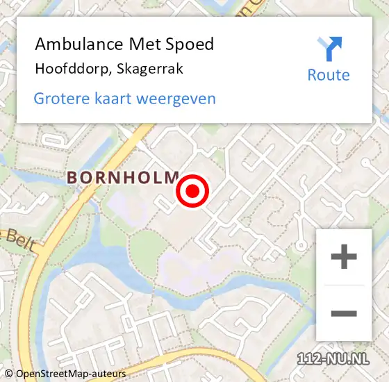 Locatie op kaart van de 112 melding: Ambulance Met Spoed Naar Hoofddorp, Skagerrak op 24 maart 2024 19:59