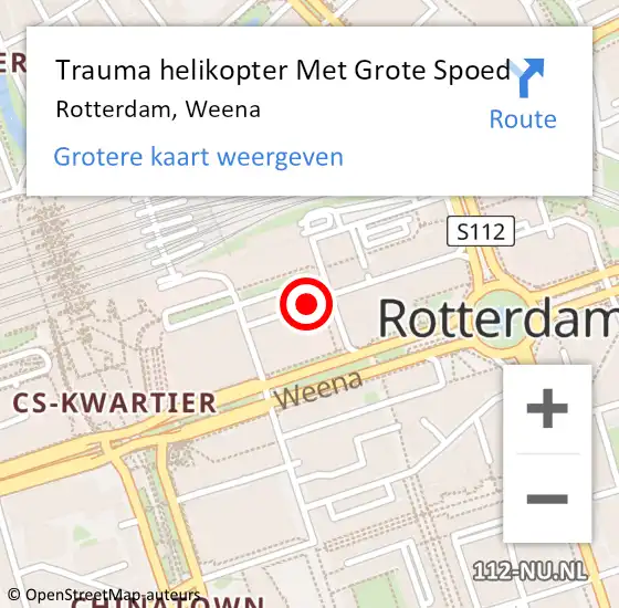 Locatie op kaart van de 112 melding: Trauma helikopter Met Grote Spoed Naar Rotterdam, Weena op 24 maart 2024 19:59