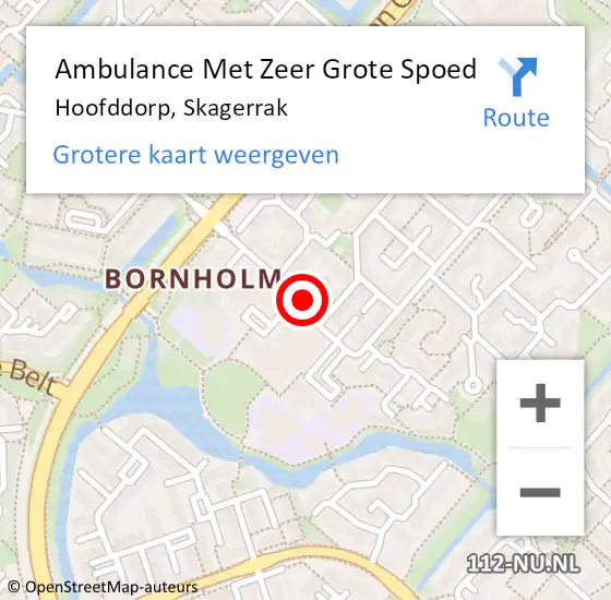 Locatie op kaart van de 112 melding: Ambulance Met Zeer Grote Spoed Naar Hoofddorp, Skagerrak op 24 maart 2024 20:00