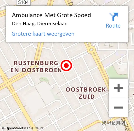 Locatie op kaart van de 112 melding: Ambulance Met Grote Spoed Naar Den Haag, Dierenselaan op 24 maart 2024 20:39