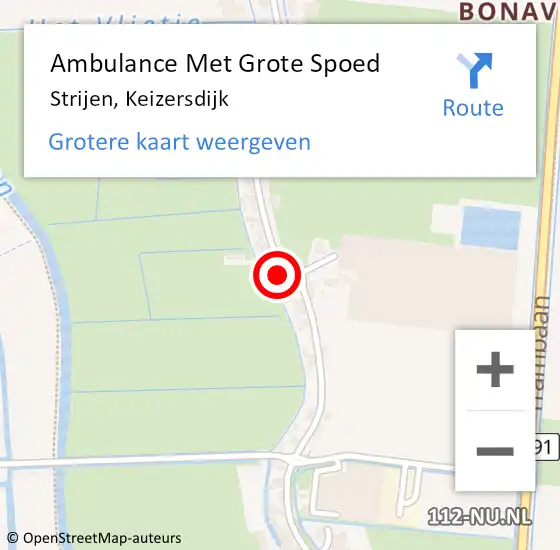 Locatie op kaart van de 112 melding: Ambulance Met Grote Spoed Naar Strijen, Keizersdijk op 24 maart 2024 21:19