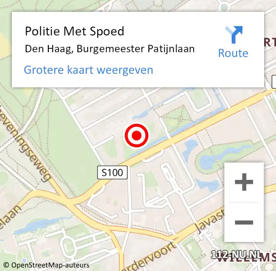 Locatie op kaart van de 112 melding: Politie Met Spoed Naar Den Haag, Burgemeester Patijnlaan op 24 maart 2024 21:35