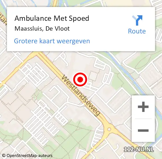 Locatie op kaart van de 112 melding: Ambulance Met Spoed Naar Maassluis, De Vloot op 24 maart 2024 22:00