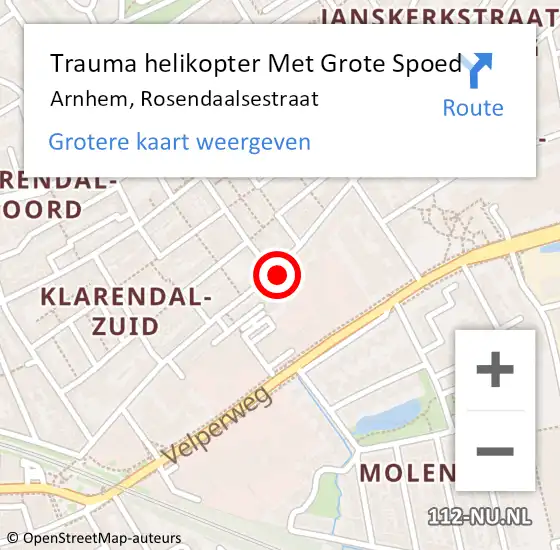 Locatie op kaart van de 112 melding: Trauma helikopter Met Grote Spoed Naar Arnhem, Rosendaalsestraat op 24 maart 2024 22:07