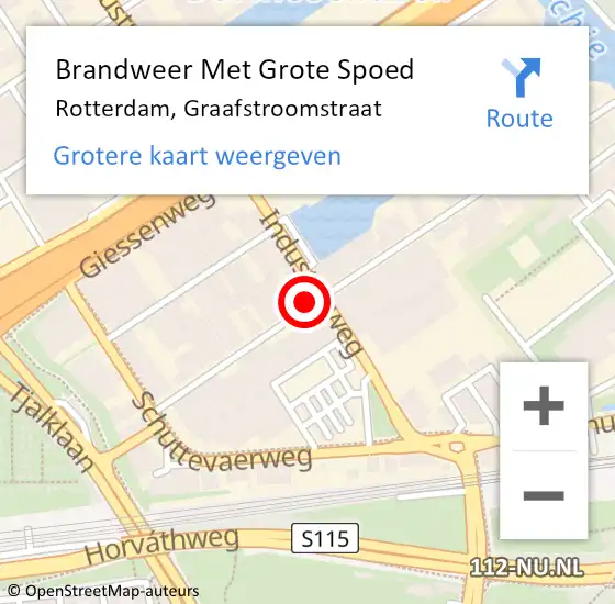 Locatie op kaart van de 112 melding: Brandweer Met Grote Spoed Naar Rotterdam, Graafstroomstraat op 24 maart 2024 22:23