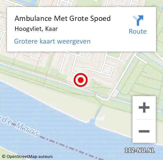 Locatie op kaart van de 112 melding: Ambulance Met Grote Spoed Naar Hoogvliet, Kaar op 24 maart 2024 22:27