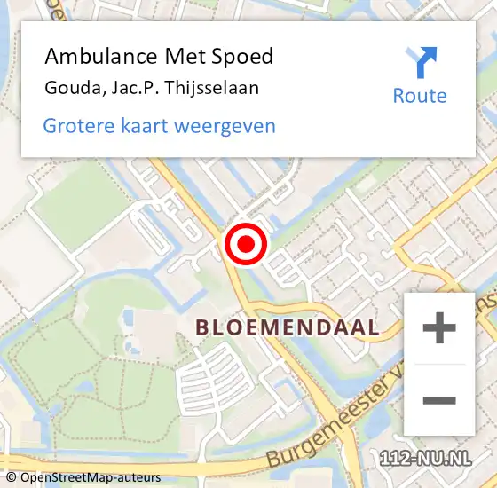 Locatie op kaart van de 112 melding: Ambulance Met Spoed Naar Gouda, Jac.P. Thijsselaan op 24 maart 2024 22:39