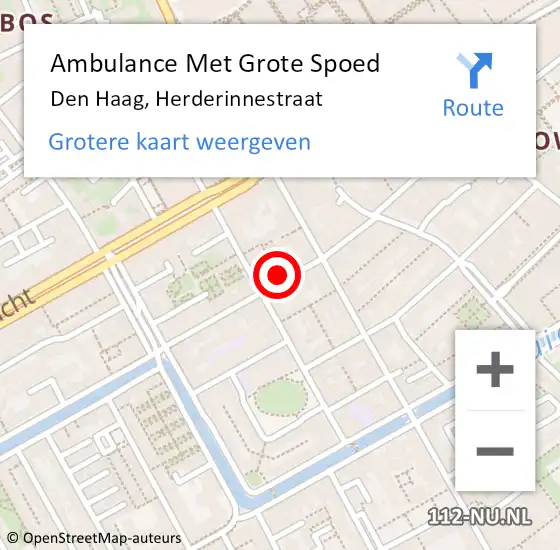 Locatie op kaart van de 112 melding: Ambulance Met Grote Spoed Naar Den Haag, Herderinnestraat op 24 maart 2024 22:44