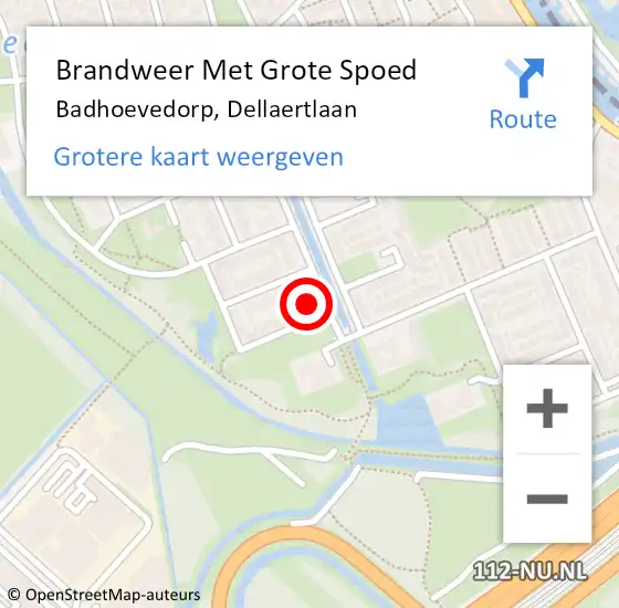 Locatie op kaart van de 112 melding: Brandweer Met Grote Spoed Naar Badhoevedorp, Dellaertlaan op 24 maart 2024 22:52