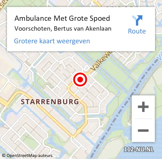 Locatie op kaart van de 112 melding: Ambulance Met Grote Spoed Naar Voorschoten, Bertus van Akenlaan op 25 maart 2024 00:02