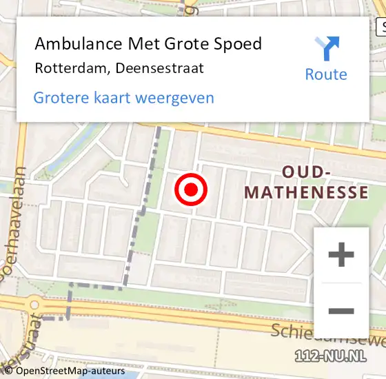 Locatie op kaart van de 112 melding: Ambulance Met Grote Spoed Naar Rotterdam, Deensestraat op 25 maart 2024 00:13