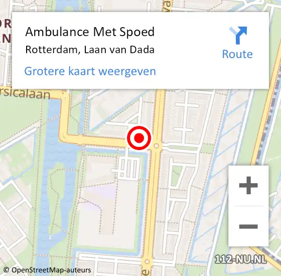 Locatie op kaart van de 112 melding: Ambulance Met Spoed Naar Rotterdam, Laan van Dada op 25 maart 2024 01:56