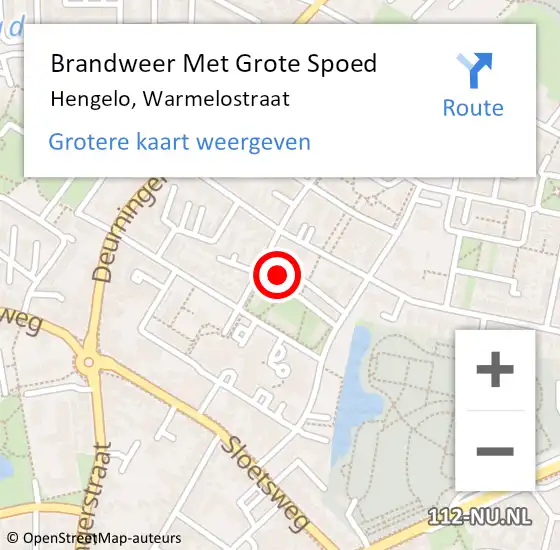 Locatie op kaart van de 112 melding: Brandweer Met Grote Spoed Naar Hengelo, Warmelostraat op 30 september 2014 08:36